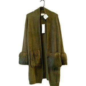 the room Teddy Faux Fur Shearling Green Cardigan M/L